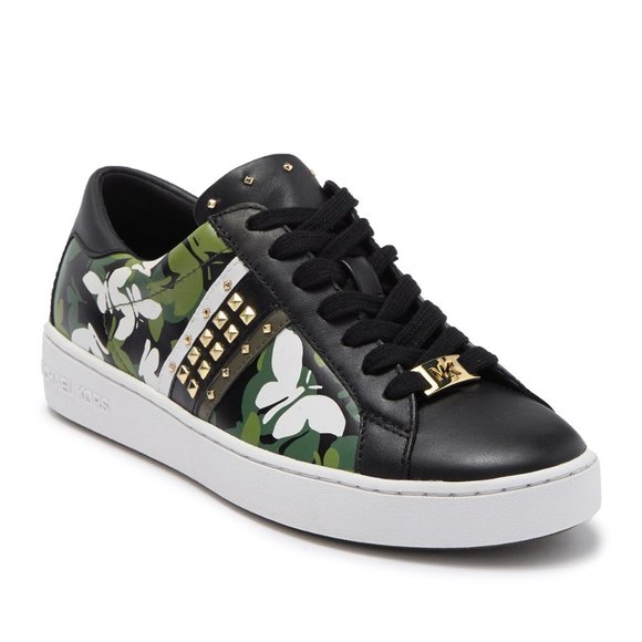 NEW Michael Kors Leather Butterfly Studded Sneaker - Picture 2 of 8